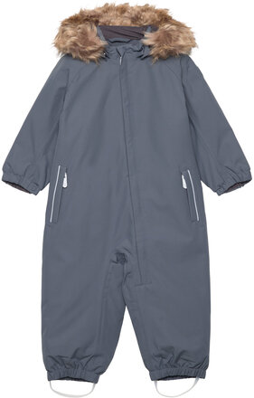 Coverall W. Fake Fur Outerwear Coveralls Snow-ski Coveralls & Sets Blue Color Kids