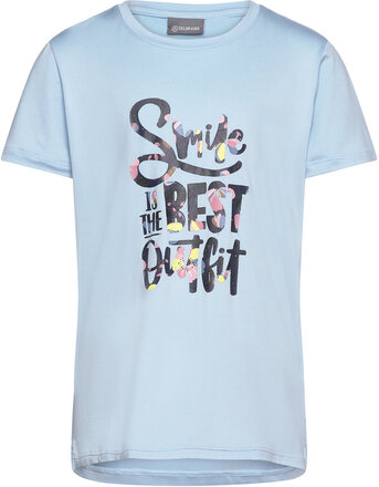 T-Shirt W. Print -S/S, Girl Tops T-shirts Short-sleeved Blue Color Kids