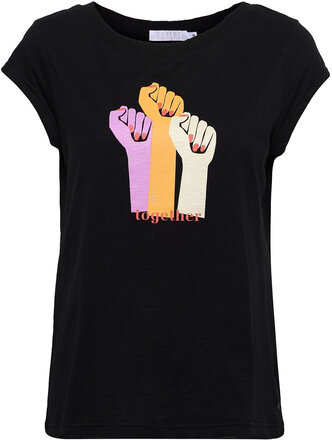 T-Shirt With Together Print T-shirts & Tops Short-sleeved Svart Coster Copenhagen*Betinget Tilbud