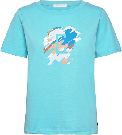 T-Shirt With Paint Mix - Mid Sleeve Tops T-shirts & Tops Short-sleeved Blue Coster Copenhagen