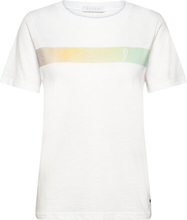 T-Shirt With Gradient Stripe - Mid Tops T-shirts & Tops Short-sleeved White Coster Copenhagen