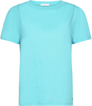 T-Shirt With Pleats Tops T-shirts & Tops Short-sleeved Blue Coster Copenhagen
