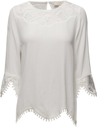 Kalanie Blouse Tops Blouses Long-sleeved White Cream