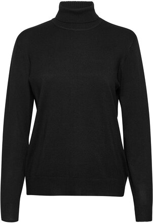 Crtammy Rollneck Tops Knitwear Turtleneck Black Cream