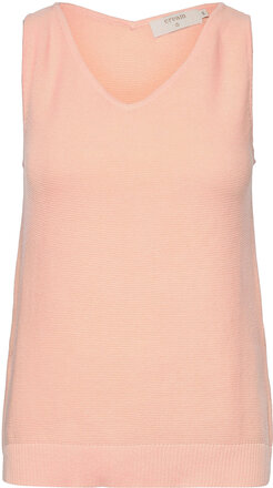 Crsillar Knit Top Vests Knitted Vests Pink Cream