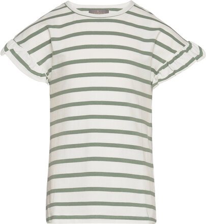 T-Shirt Ss Stripe T-shirts Short-sleeved Grønn Creamie*Betinget Tilbud