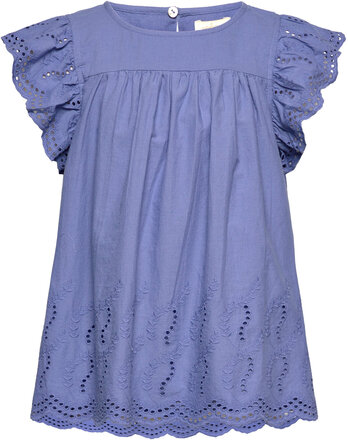 Top Embroidery Tops T-Kortærmet Skjorte Blue Creamie