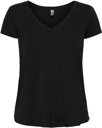 Cupoppy V-Neck T-Shirt Tops T-shirts & Tops Short-sleeved Black Culture