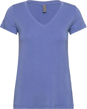 Cupoppy V-Neck T-Shirt Tops T-shirts & Tops Short-sleeved Blue Culture