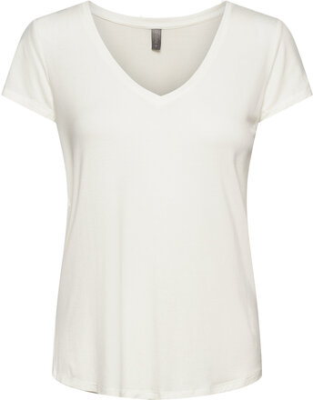 Cupoppy V-Neck T-Shirt T-shirts & Tops Short-sleeved Hvit Culture*Betinget Tilbud