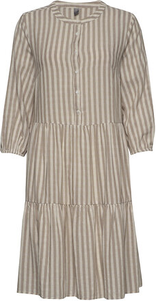 Cunoor Stripe Dress Dresses Shirt Dresses Beige Culture*Betinget Tilbud
