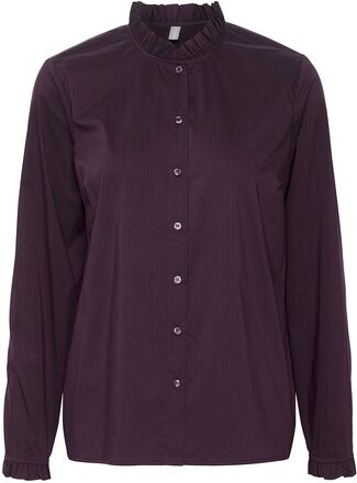 Cuantoinett Button Shirt Tops Shirts Long-sleeved Burgundy Culture