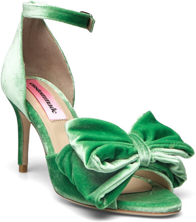 Marita Velvet Shoes Heels Pumps Peeptoes Green Custommade