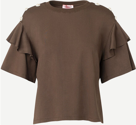 Martina Tops T-shirts & Tops Short-sleeved Brown Custommade