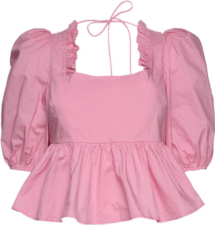 Darine Tops Blouses Short-sleeved Pink Custommade