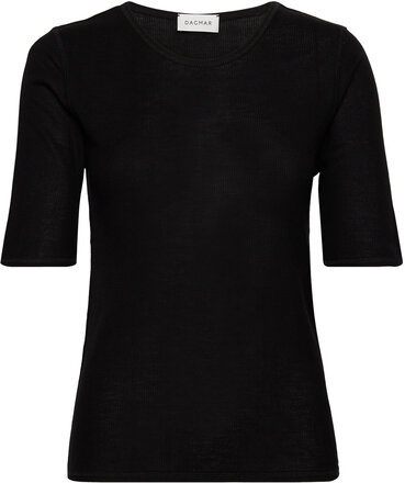 Lyocell Rib Tee Designers T-shirts & Tops Short-sleeved Black House Of Dagmar