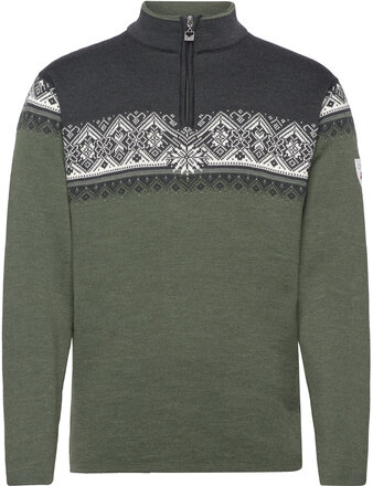 Moritz Masc Sweater Knitwear Half Zip Pullover Kakigrønn Dale Of Norway*Betinget Tilbud