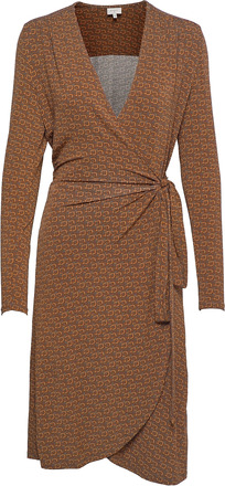 Momon Monogram Print Dress Knälång Klänning Brown Dante6