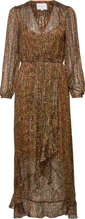 Flirty Print Long Dress Dresses Wrap Dresses Multi/mønstret Dante6*Betinget Tilbud