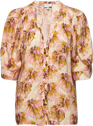 Esmay Palm Leaves Blouse Blouses Short-sleeved Multi/mønstret Dante6*Betinget Tilbud