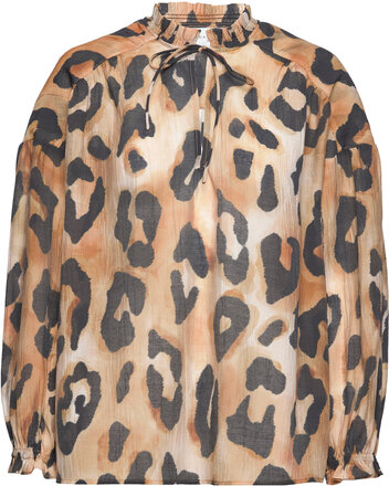 Cameron Leopard Blouse Bluse Langermet Multi/mønstret Dante6*Betinget Tilbud