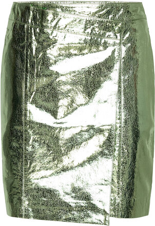 D6Meadow Metalic Leather Skirt Kort Nederdel Green Dante6