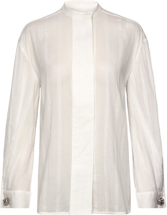 Nolan - Crispy Cotton Stripe Tops Shirts Long-sleeved White Day Birger Et Mikkelsen