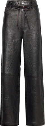 Sebas - Polished Leather Bottoms Trousers Leather Leggings-Byxor Black Day Birger Et Mikkelsen