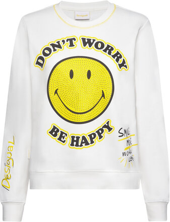 Smiley Tops Sweatshirts & Hoodies Sweatshirts White Desigual