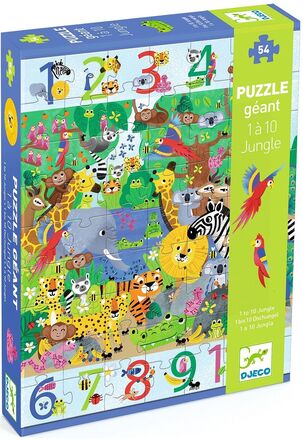 1 To 10 Jungle Toys Puzzles And Games Puzzles Pedagogical Puzzles Multi/mønstret Djeco*Betinget Tilbud