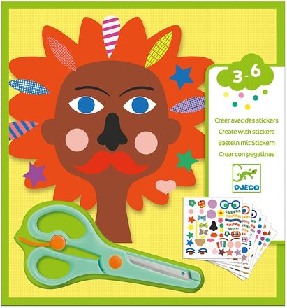 Hairdresser Toys Creativity Drawing & Crafts Craft Stickers Multi/mønstret Djeco*Betinget Tilbud