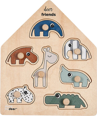 Peg Puzzle Deer Friends Toys Puzzles And Games Pegged Puzzles Multi/mønstret D By Deer*Betinget Tilbud