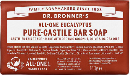 Pure-Castile Bar Soap Eucalyptus Beauty Women Skin Care Body Nude Dr. Bronner’s