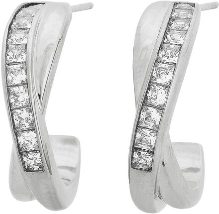 Andorra Creoles Duo L Steel Accessories Jewellery Earrings Hoops Sølv Edblad*Betinget Tilbud