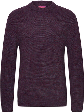 Meander Sweater-Bordeaux Heather Strikkegenser M. Rund Krage Burgunder Edwin*Betinget Tilbud