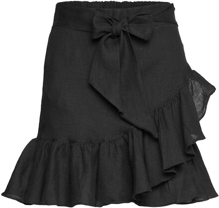 Julli Linen Skirt Kort Skjørt Svart Ella&il*Betinget Tilbud