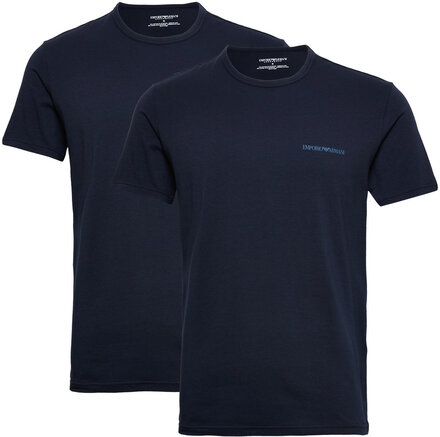 Men's Knit 2-Pack T-Shirt Underwear Night & Loungewear Pyjama Tops Blå Emporio Armani*Betinget Tilbud