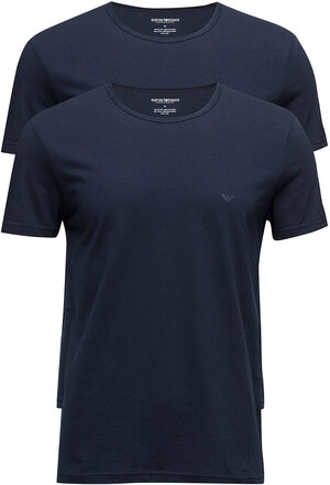 Mens Knit 2Pack Tsh T-shirts Short-sleeved Marineblå Emporio Armani*Betinget Tilbud
