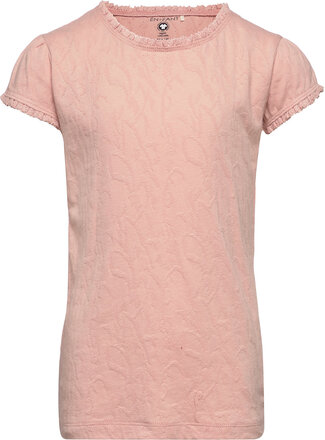 T-Shirt Ss Jacquard T-shirts Short-sleeved Rosa En Fant*Betinget Tilbud