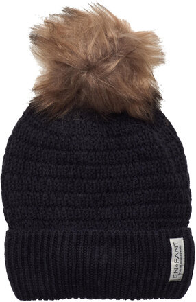 Beenie W. Fake Fur Accessories Headwear Hats Winter Hats Svart En Fant*Betinget Tilbud