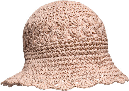 Straw Hat W. Crochet Edge Accessories Headwear Straw Hats Beige En Fant