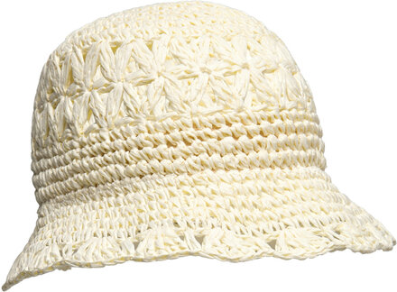 Straw Hat W. Crochet Edge Accessories Headwear Straw Hats Cream En Fant