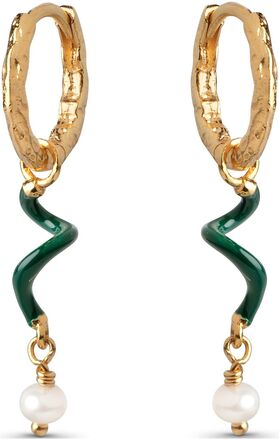 Twist Hoops Accessories Jewellery Earrings Hoops Grønn Enamel Copenhagen*Betinget Tilbud