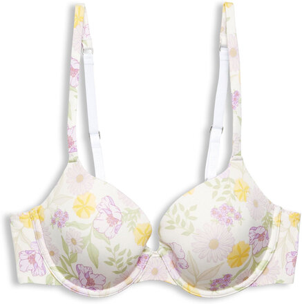 Made Of Recycled Material: Underwire Bra With A Floral Print Lingerie Bras & Tops Wired Bras Hvit Esprit Bodywear Women*Betinget Tilbud