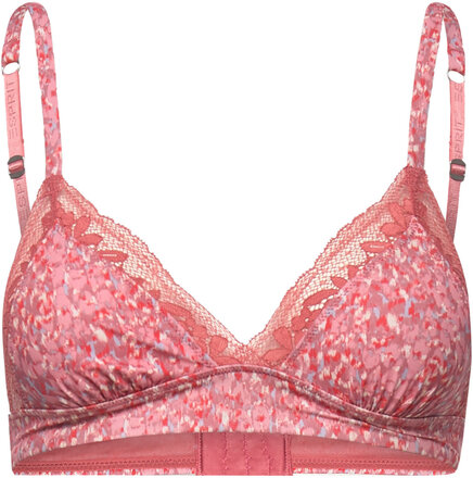 Non-Wired Bra With Lace And Pattern Lingerie Bras & Tops Soft Bras Bralette Rosa Esprit Bodywear Women*Betinget Tilbud