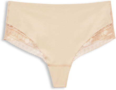 Shaping-Effect Thong With Lace Lingerie Panties Hipsters/boyshorts Beige Esprit Bodywear Women*Betinget Tilbud
