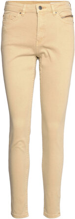 Stretch Trousers With Zip Detail Slim Jeans Beige Esprit Casual*Betinget Tilbud
