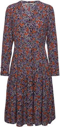 Midi Dress With All-Over Floral Print Knälång Klänning Multi/patterned Esprit Casual