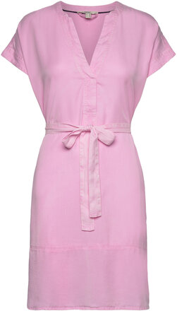 Made Of Tencel™: Tunic Dress With A Belt Dresses Shirt Dresses Rosa Esprit Casual*Betinget Tilbud
