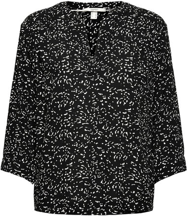 Print Blouse With Lenzing™ Ecovero™ Tops Blouses Long-sleeved Black Esprit Casual